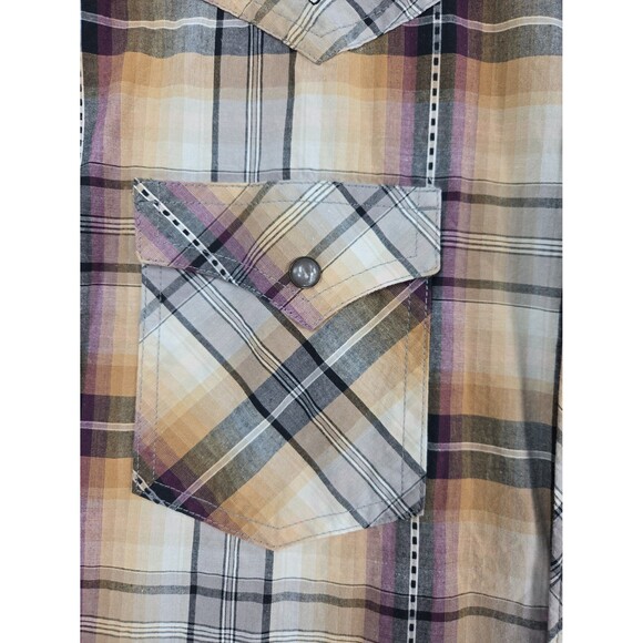 Wrangler Rock 47 Pearl Snap Plaid Shirt Mens XL Embroidered Western Cowboy Rodeo - Picture 5 of 11
